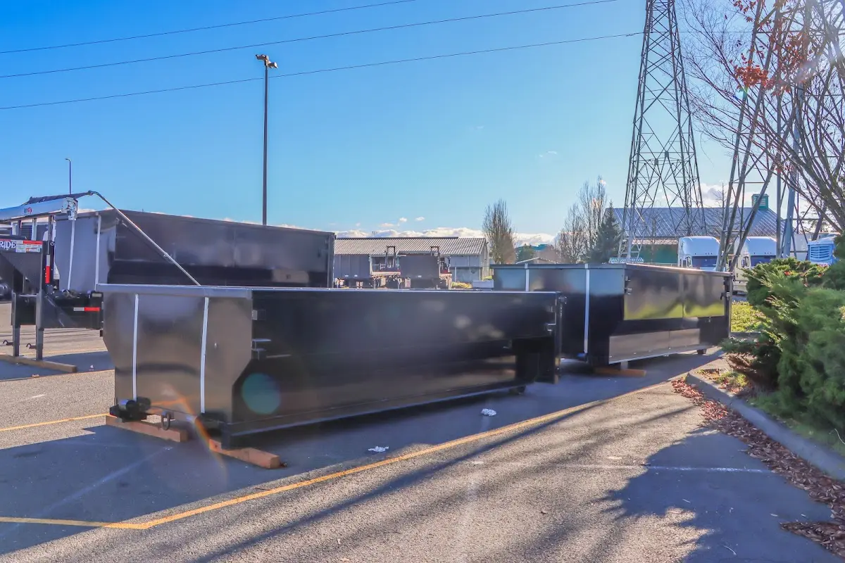Roll-off dumpster ready for waste disposal at job site for 3 Yard Dumpster Rental in Willistown